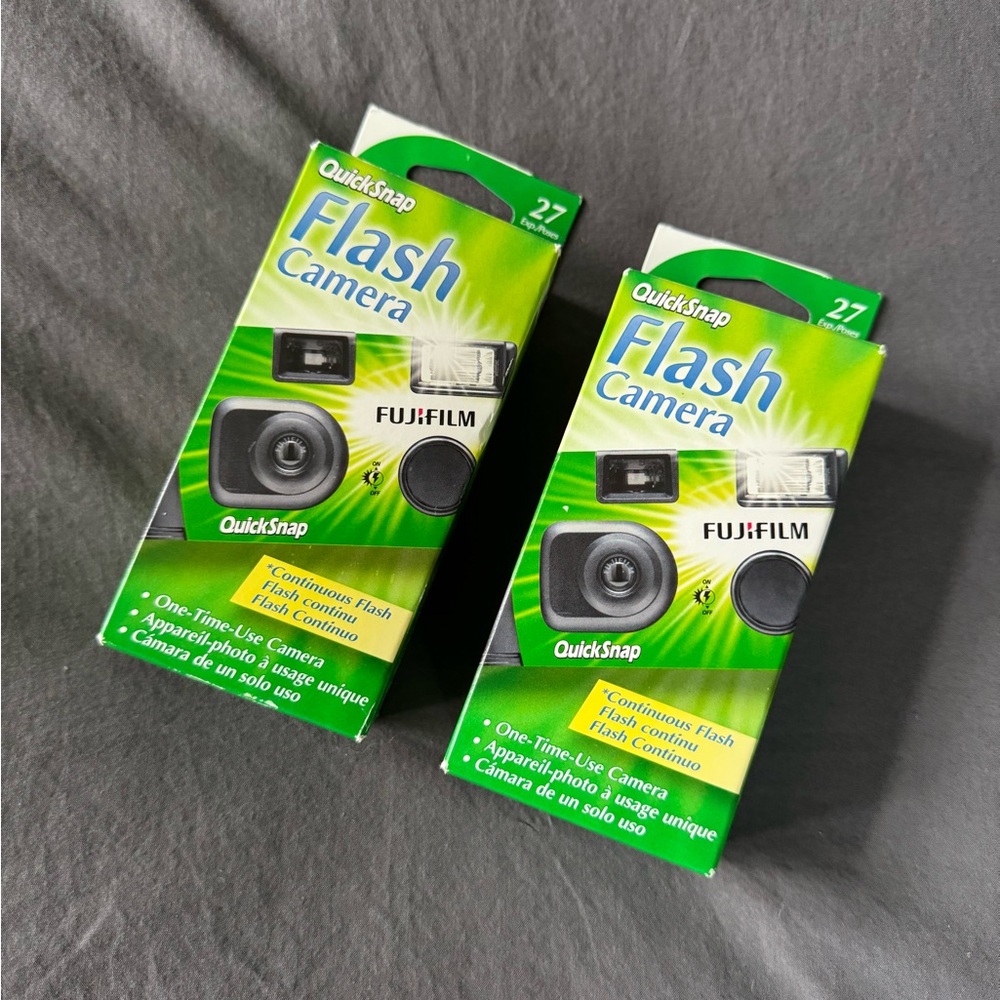 2 pack! - Fujifilm QuickSnap Flash Camera - Green and Black